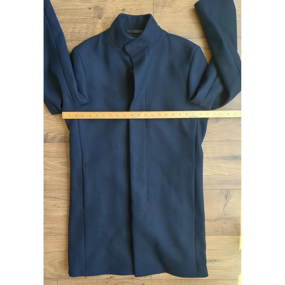 Theory Mens M Belvin Urban Melton‎ Navy Blue Wool Cashmere Blend Coat